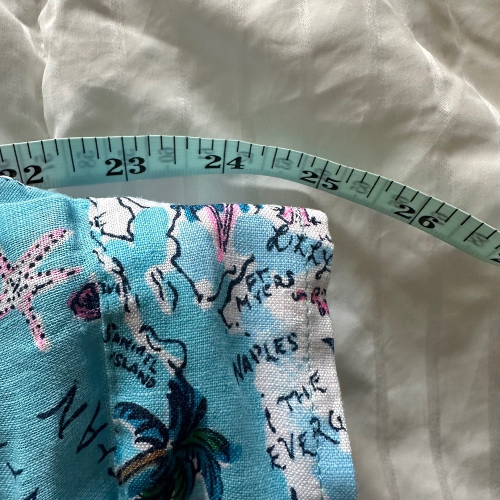 Lilly Pulitzer Floridita Linen Button Down Shirt Florida Map Print Blue Medium - Picture 4 of 8